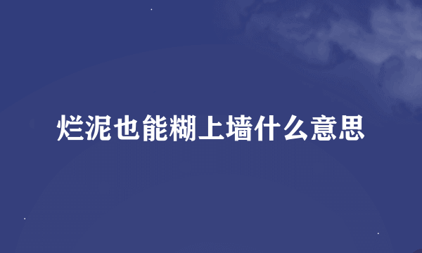 烂泥也能糊上墙什么意思