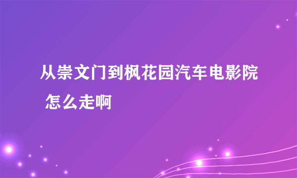 从崇文门到枫花园汽车电影院 怎么走啊