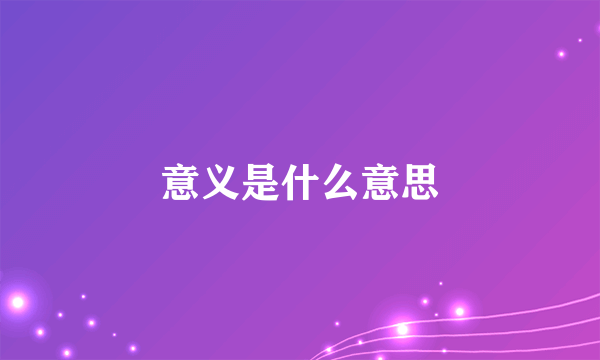 意义是什么意思