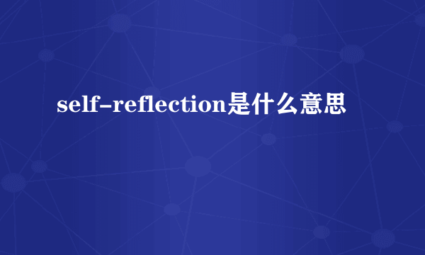 self-reflection是什么意思