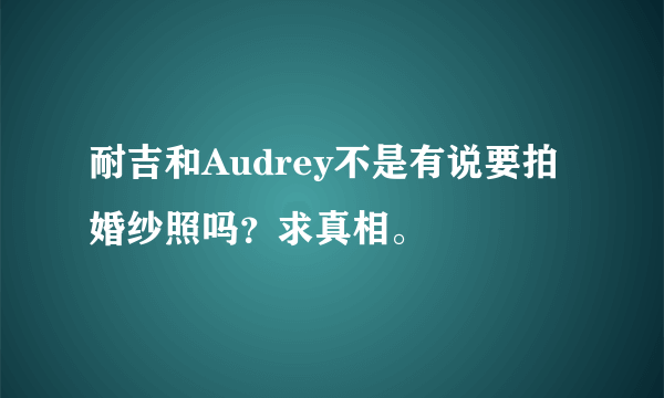 耐吉和Audrey不是有说要拍婚纱照吗？求真相。