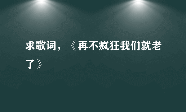 求歌词，《再不疯狂我们就老了》