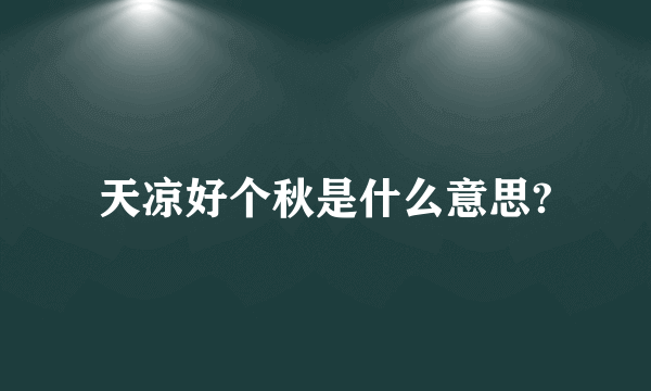 天凉好个秋是什么意思?