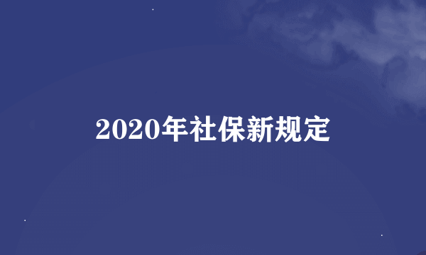 2020年社保新规定