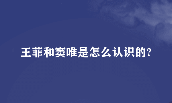 王菲和窦唯是怎么认识的?