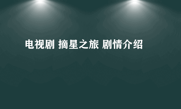 电视剧 摘星之旅 剧情介绍