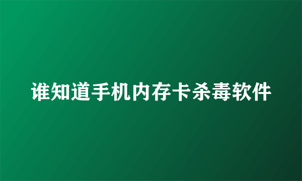 谁知道手机内存卡杀毒软件