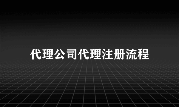 代理公司代理注册流程