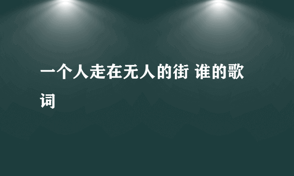 一个人走在无人的街 谁的歌词