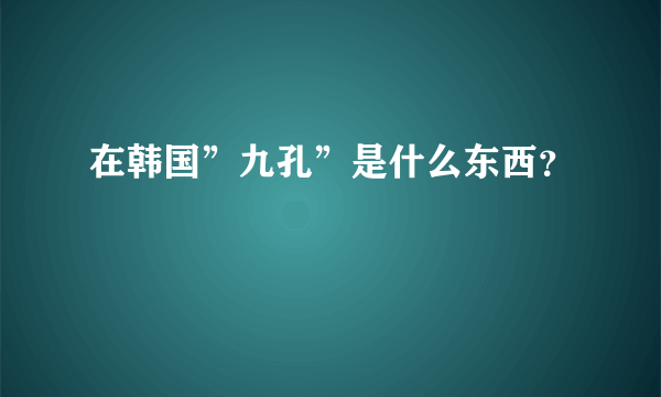 在韩国”九孔”是什么东西？