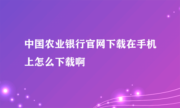 中国农业银行官网下载在手机上怎么下载啊