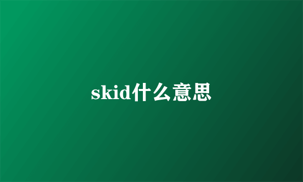 skid什么意思