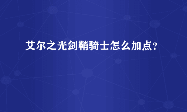 艾尔之光剑鞘骑士怎么加点？