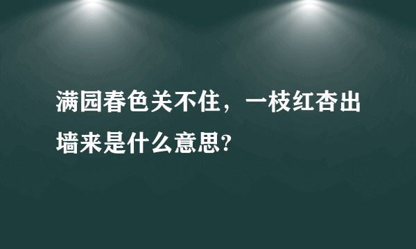 满园春色关不住，一枝红杏出墙来是什么意思?