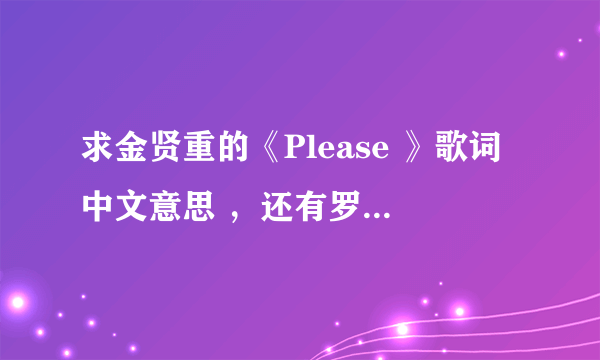 求金贤重的《Please 》歌词中文意思 ，还有罗马音译。