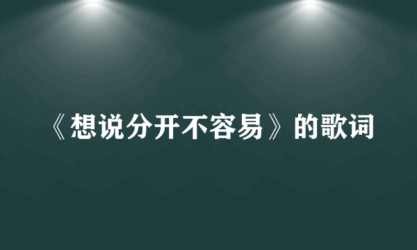 《想说分开不容易》的歌词