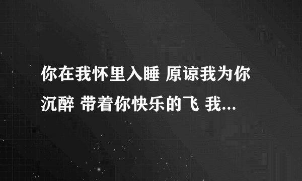 你在我怀里入睡 原谅我为你沉醉 带着你快乐的飞 我知道你无所谓 什么歌