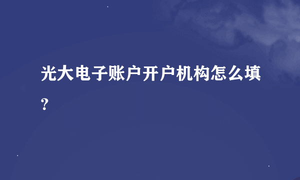 光大电子账户开户机构怎么填？