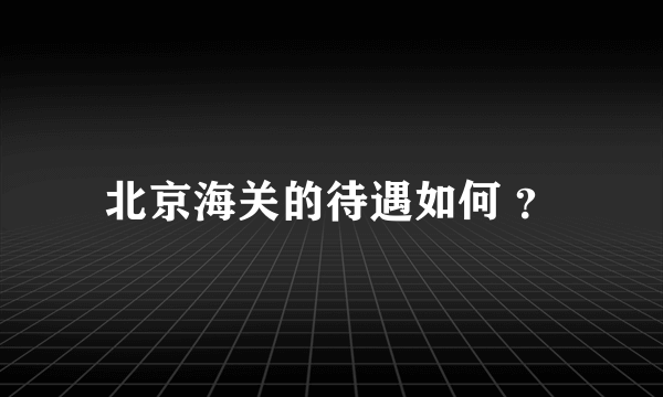 北京海关的待遇如何 ？