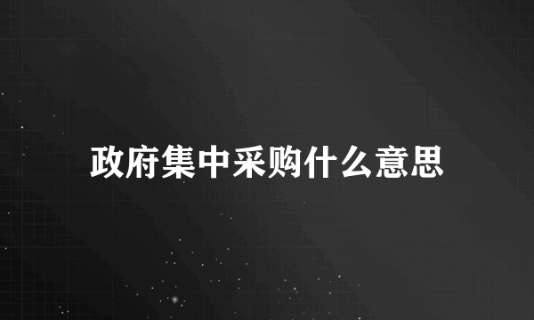 政府集中采购什么意思