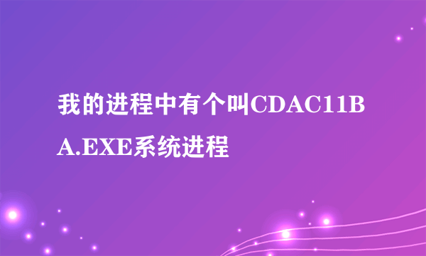 我的进程中有个叫CDAC11BA.EXE系统进程