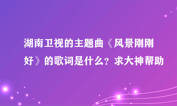 湖南卫视的主题曲《风景刚刚好》的歌词是什么？求大神帮助