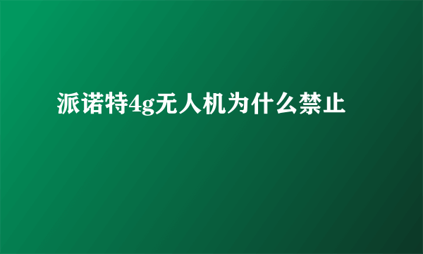 派诺特4g无人机为什么禁止