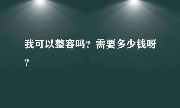 我可以整容吗？需要多少钱呀？