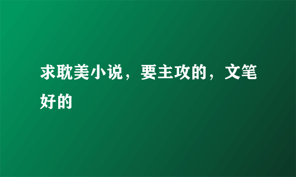 求耽美小说，要主攻的，文笔好的