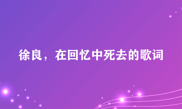 徐良，在回忆中死去的歌词