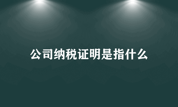 公司纳税证明是指什么