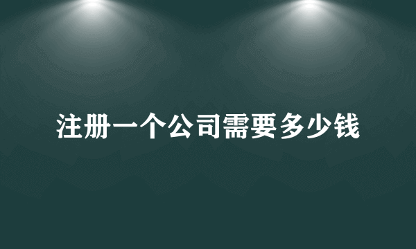 注册一个公司需要多少钱