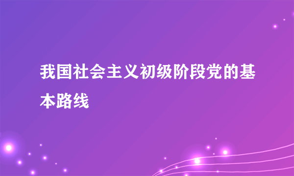 我国社会主义初级阶段党的基本路线