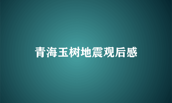 青海玉树地震观后感