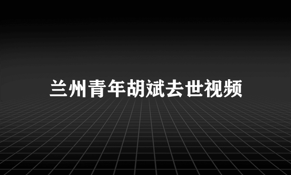 兰州青年胡斌去世视频