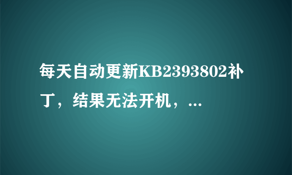 每天自动更新KB2393802补丁，结果无法开机，弄得我每天需要手动卸载才能开机。如何禁止此补丁每天自动更新