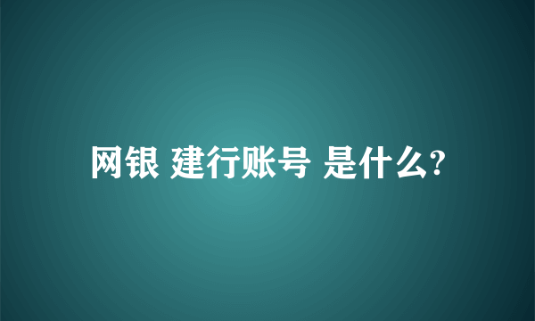 网银 建行账号 是什么?