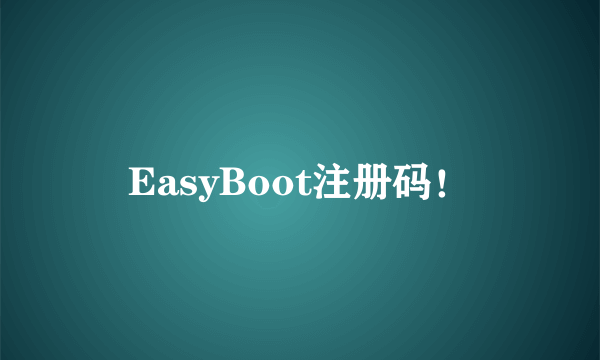 EasyBoot注册码！