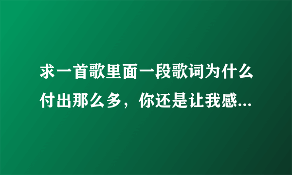 求一首歌里面一段歌词为什么付出那么多，你还是让我感到悲伤难过？是一个男的唱的 急