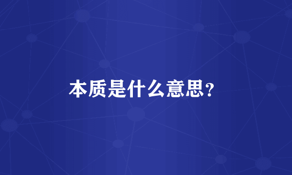 本质是什么意思？