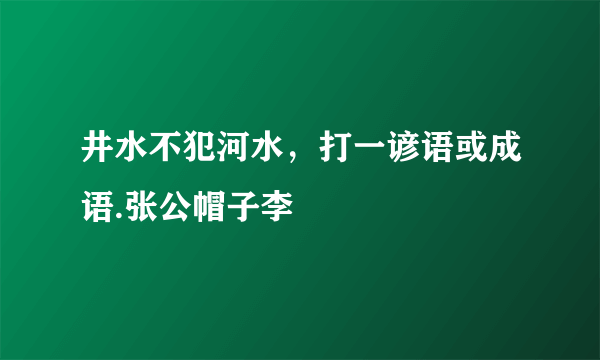 井水不犯河水，打一谚语或成语.张公帽子李