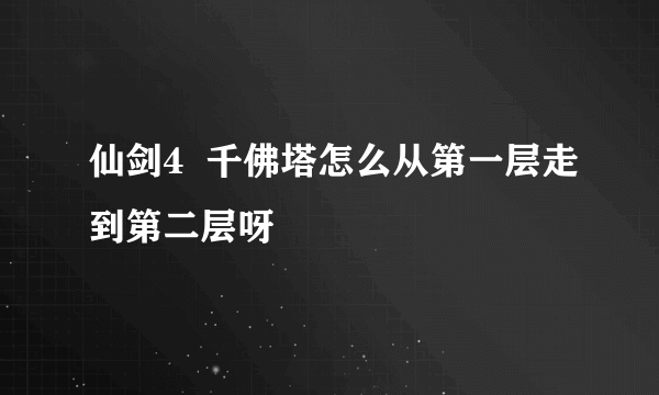 仙剑4  千佛塔怎么从第一层走到第二层呀