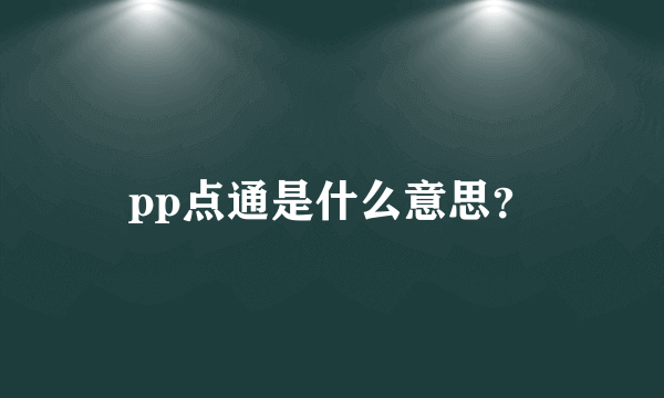 pp点通是什么意思？