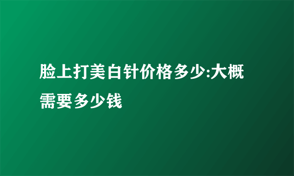 脸上打美白针价格多少:大概需要多少钱