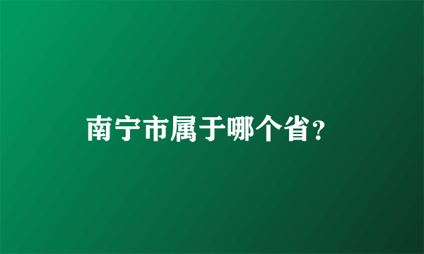 南宁市属于哪个省？