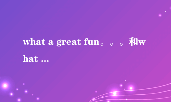 what a great fun。。。和what great fun。。。哪个正确?