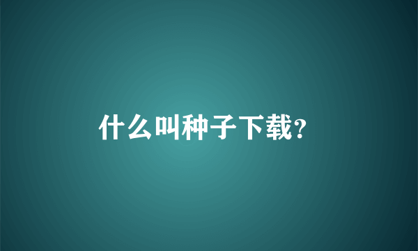 什么叫种子下载？