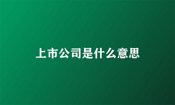 上市公司是什么意思