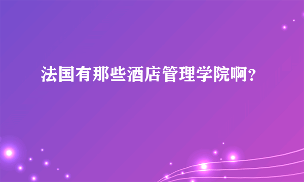 法国有那些酒店管理学院啊？