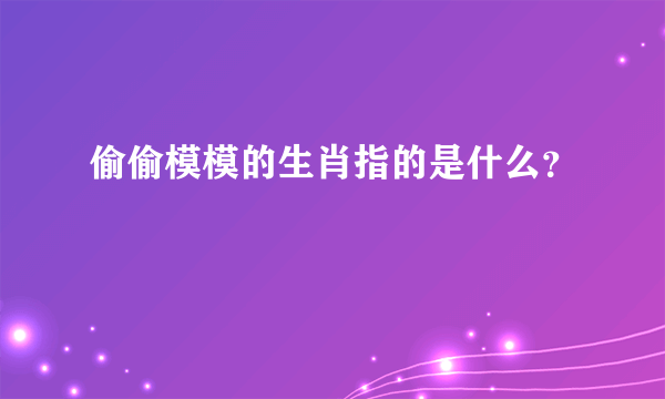 偷偷模模的生肖指的是什么？